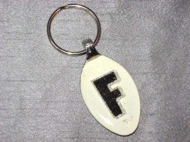 F INITIAL MONOGRAM Spoon Pendant Keychain   Upcycle