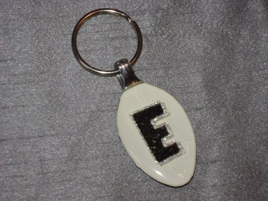 E INITIAL MONOGRAM Spoon Pendant Keychain   Upcycle