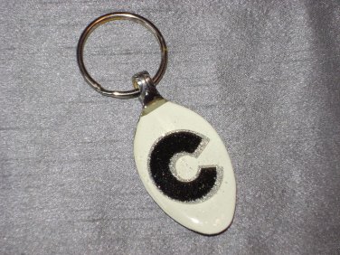 C INITIAL MONOGRAM Spoon Pendant Keychain   Upcycle