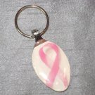 BREAST CANCER AWARENESS PINK RIBBON Spoon Pendant Keychain   Upcycle