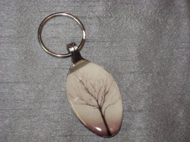 WEEPING WILLOW TREE Spoon Pendant Keychain   Upcycle