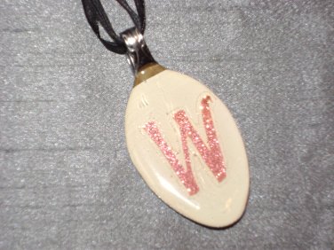 W INITIAL MONGRAM Spoon Pendant / Necklace   Upcycle