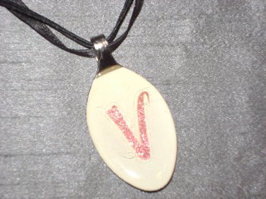V INITIAL MONGRAM Spoon Pendant / Necklace   Upcycle