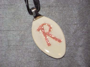 R INITIAL MONGRAM Spoon Pendant / Necklace   Upcycle