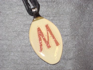 M INITIAL MONGRAM Spoon Pendant / Necklace   Upcycle
