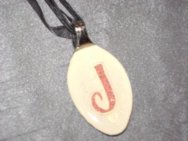 J INITIAL MONGRAM Spoon Pendant / Necklace   Upcycle