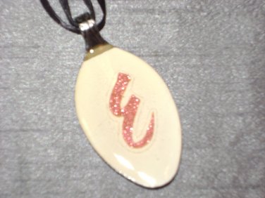 E INITIAL MONGRAM Spoon Pendant / Necklace   Upcycle