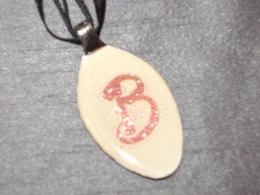 B INITIAL MONGRAM Spoon Pendant / Necklace   Upcycle