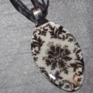 BLACK WHITE DAMASK Spoon Pendant / Necklace   Upcycle