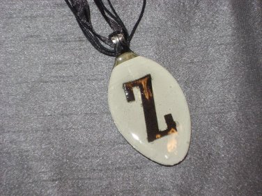 Z INITIAL MONGRAM Spoon Pendant / Necklace   Upcycle