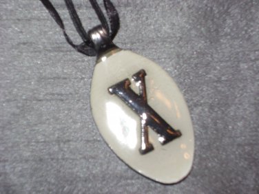 X INITIAL MONGRAM Spoon Pendant / Necklace   Upcycle