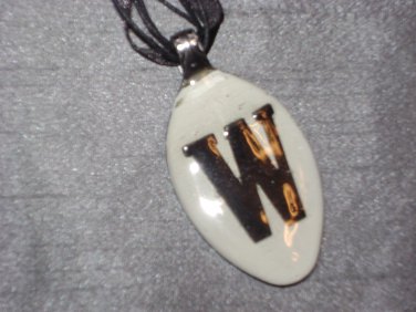 W INITIAL MONGRAM Spoon Pendant / Necklace   Upcycle