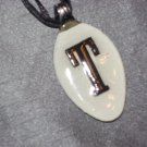 T INITIAL MONGRAM Spoon Pendant / Necklace   Upcycle