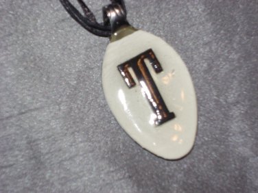 T INITIAL MONGRAM Spoon Pendant / Necklace   Upcycle