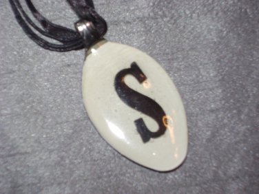 S INITIAL MONGRAM Spoon Pendant / Necklace   Upcycle