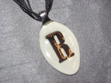 R INITIAL MONGRAM Spoon Pendant / Necklace   Upcycle