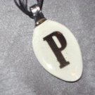 P INITIAL MONGRAM Spoon Pendant / Necklace   Upcycle