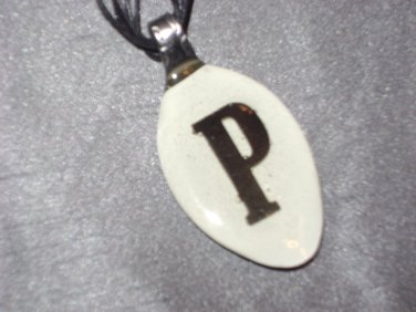 P INITIAL MONGRAM Spoon Pendant / Necklace   Upcycle