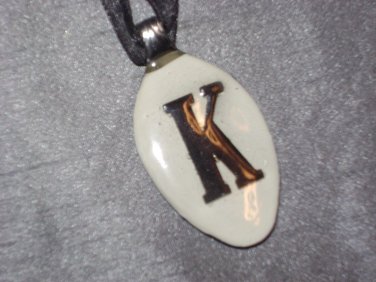 K INITIAL MONGRAM Spoon Pendant / Necklace   Upcycle