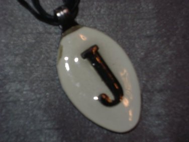 J INITIAL MONGRAM Spoon Pendant / Necklace   Upcycle