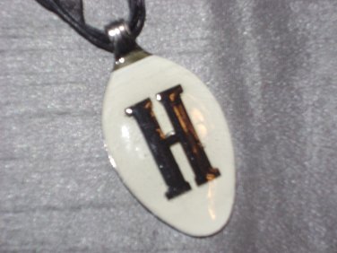 H INITIAL MONGRAM Spoon Pendant / Necklace   Upcycle