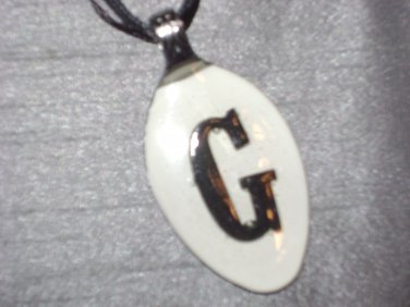 G INITIAL MONGRAM Spoon Pendant / Necklace   Upcycle