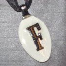 F INITIAL MONGRAM Spoon Pendant / Necklace   Upcycle