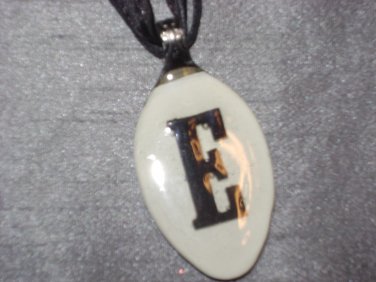 E INITIAL MONGRAM Spoon Pendant / Necklace   Upcycle