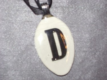 D INITIAL MONGRAM Spoon Pendant / Necklace   Upcycle