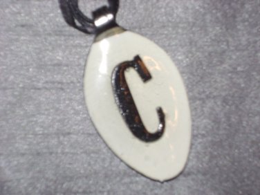 C INITIAL MONGRAM Spoon Pendant / Necklace   Upcycle