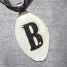 B INITIAL MONGRAM Spoon Pendant / Necklace   Upcycle
