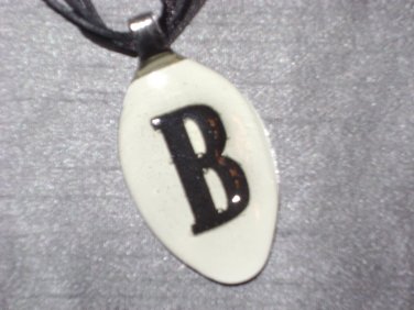 B INITIAL MONGRAM Spoon Pendant / Necklace   Upcycle