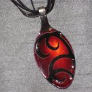 BLACK RED SCROLL Spoon Pendant / Necklace   Upcycle