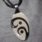 BLACK WHITE SCROLL Spoon Pendant / Necklace   Upcycle