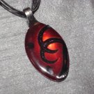 RED BLACK SCROLL Spoon Pendant / Necklace   Upcycle