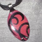 PINK BLACK SCROLL Spoon Pendant / Necklace   Upcycle