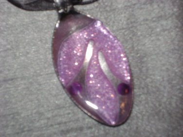 PURPLE SCROLL Spoon Pendant / Necklace   Upcycle