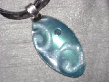 AQUA SCROLL Spoon Pendant / Necklace   Upcycle
