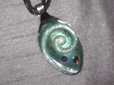 AQUA SCROLL Spoon Pendant / Necklace   Upcycle