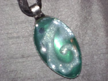 AQUA SCROLL Spoon Pendant / Necklace   Upcycle