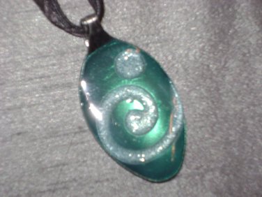 AQUA SCROLL Spoon Pendant / Necklace   Upcycle