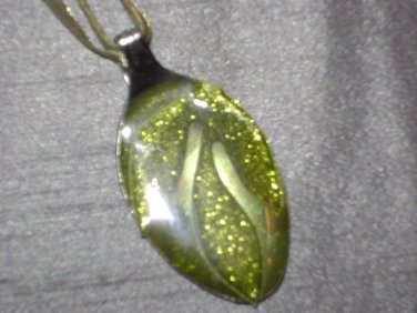 GREEN SCROLL Spoon Pendant / Necklace   Upcycle