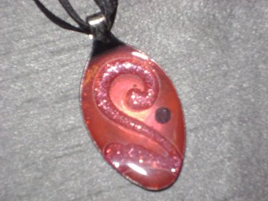 PINK SCROLL Spoon Pendant / Necklace   Upcycle