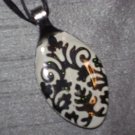 BLACK WHITE DAMASK Spoon Pendant / Necklace   Upcycle