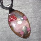 PINK FRENCH POODLE Spoon Pendant / Necklace   Upcycle