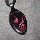 MUSIC NOTES PINK BLACK Spoon Pendant / Necklace   Upcycle