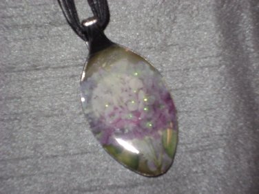HYDRANGEA Spoon Pendant / Necklace   Upcycle