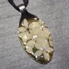 CREAM FLORAL BOUQUET Spoon Pendant / Necklace   Upcycle