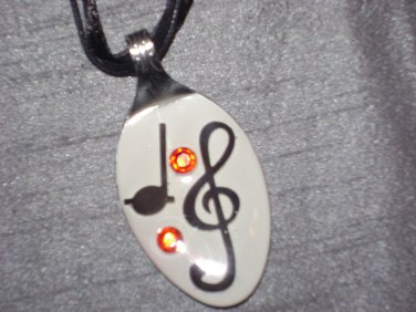 MUSIC NOTES Spoon Pendant / Necklace   Upcycle