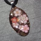 CHERRY BLOSSOMS Spoon Pendant / Necklace   Upcycle